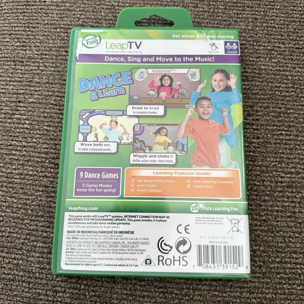 Leap Frog Leap TV Dance and Learn Educational Active Video Game Reading 4-7 Year